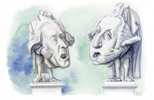 cartoon of philosophers debating